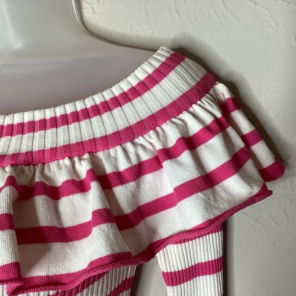 FUZZI Ruffled Striped Ribbed Top Italy XS - Picture 3 of 8